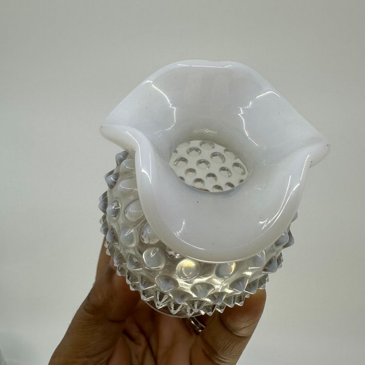 Vintage Fenton Hobnail Opalescent Ruffle Edge Vase
