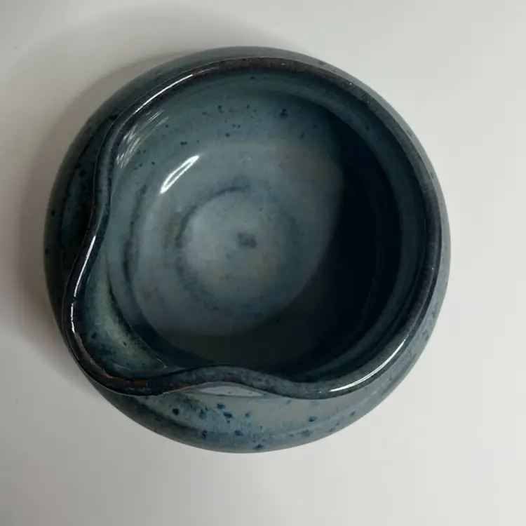 Signed Pottery Bowl With Spout