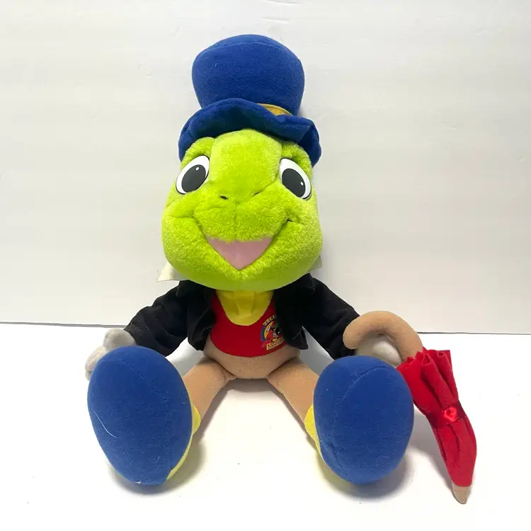 Vintage Disney's Pinocchio Mattel 1982 Jiminy Cricket & Toy Factory Geppetto Stuffed/Plush.