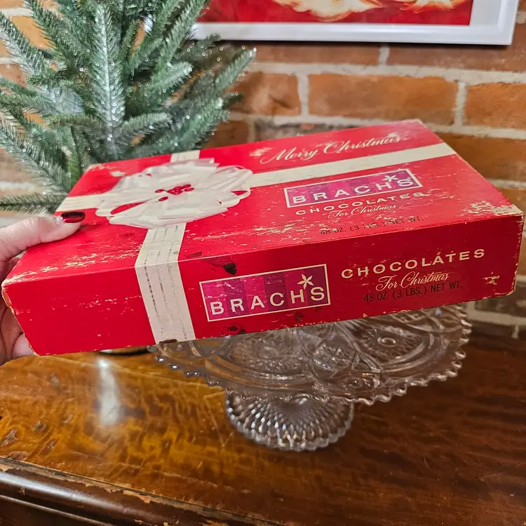 Vintage 1960's Brach’s Large Chocolates Christmas Box 48 oz Empty Cardboard Display
