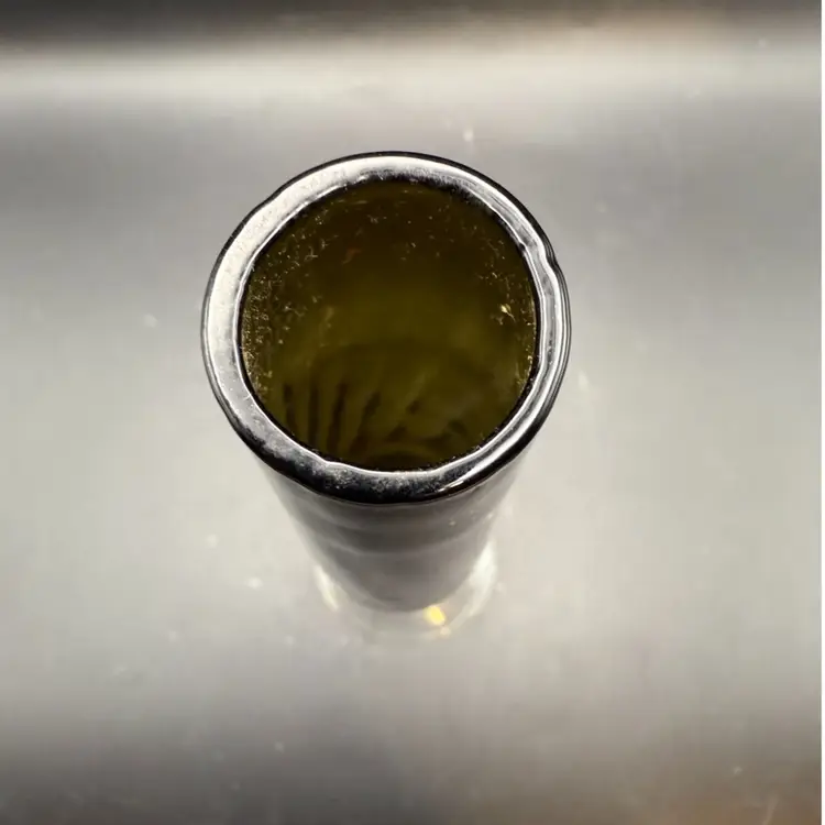 Vintage Smokey Brown Glass Bud Vase With A Clear Footed Base