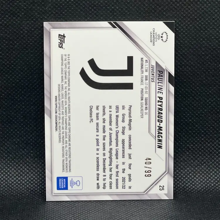 Pauline Peyraud Magnin 2021/22 Topps Chrome UEFA Women Neon Green /99 Soccer Card