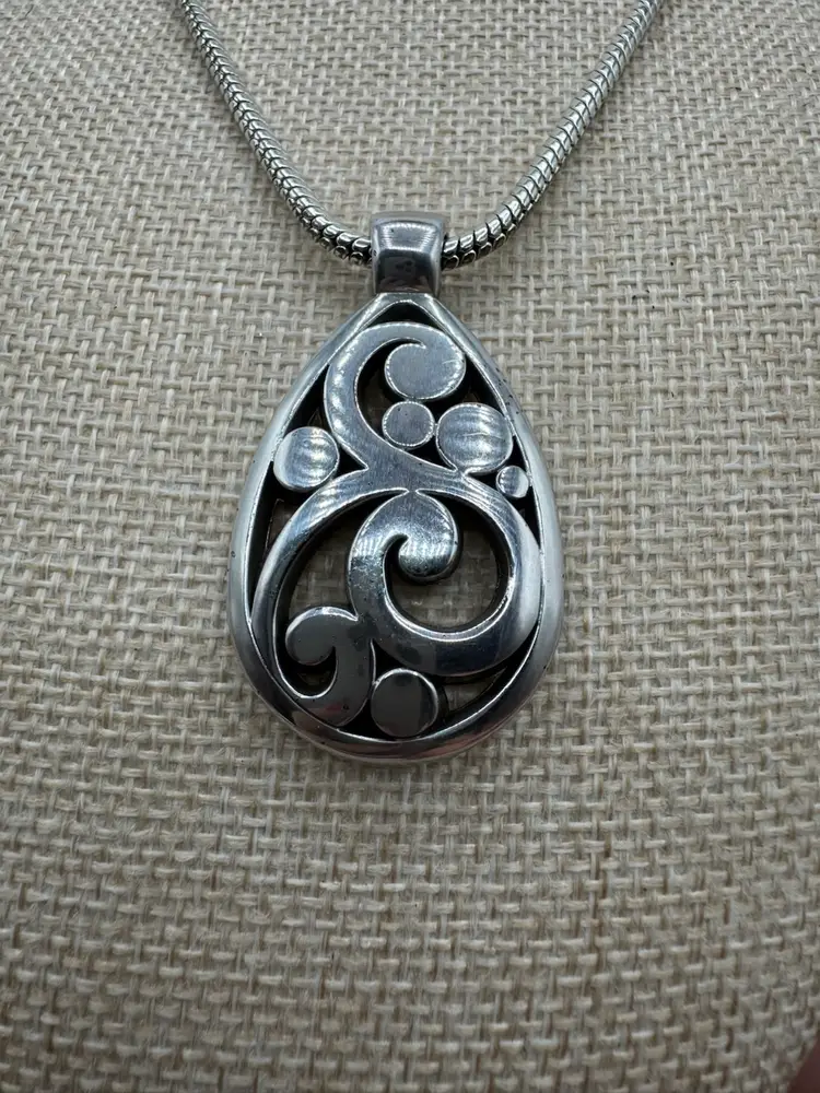 Brighton Contempo Silver Scroll Pendant Necklace