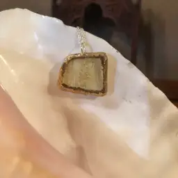 Oodelally Shop Artisan Made Pendant Yellow Depression Glass Plate Handcrafted Necklace 1.25 in x 1 in