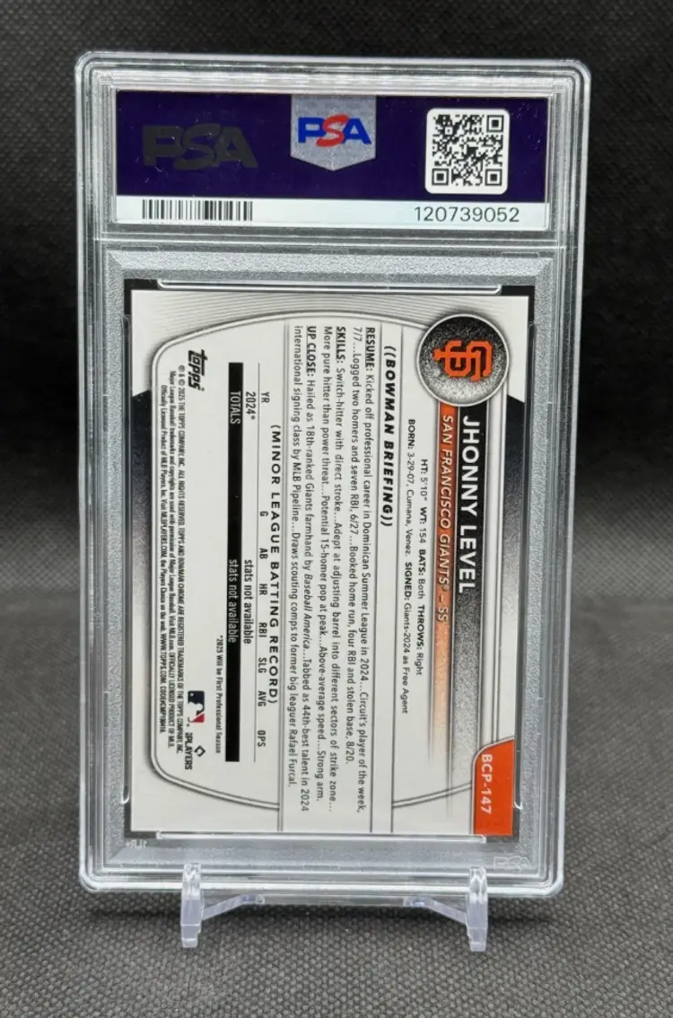 Jhonny Level 2025 Bowman Sapphire 1st Bowman Black /10 PSA 10
