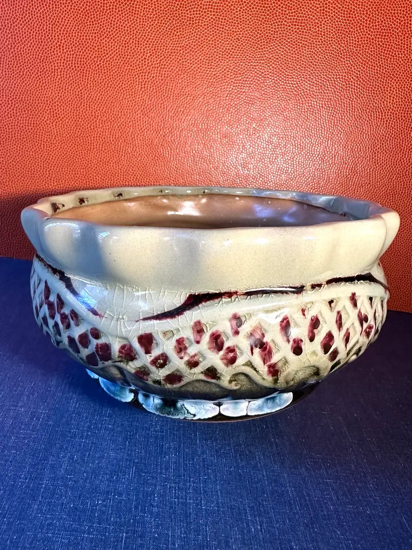 Decoware Ceramic Planter Made In Apopka FLorida Mcm Vibe Label In Bottom 8” Wide