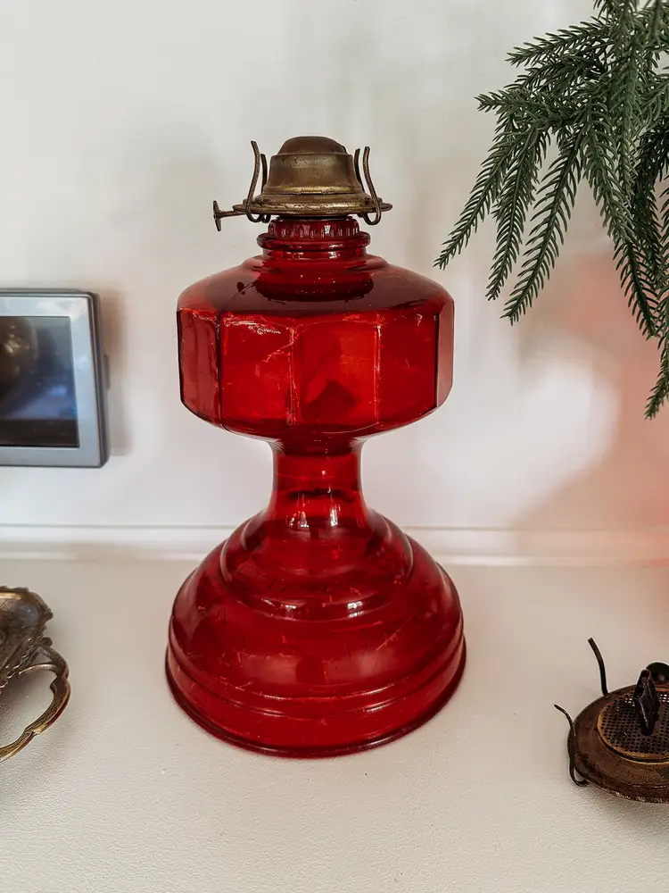 Old RED Oil Lamp