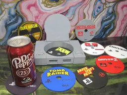Play Station 1 Coaster Holder And Coasters 3D Printed