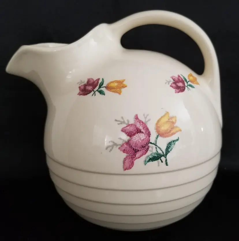 Vintage Universal Cambridge Pottery Morning Garden Glory Ball Jug Pitcher