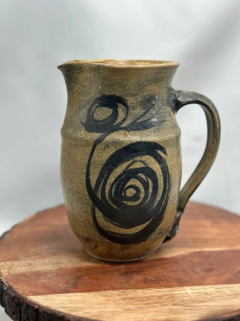 Jake’s Pottery WV Vase Pitcher Shelf Sitter Abstract Design Signed