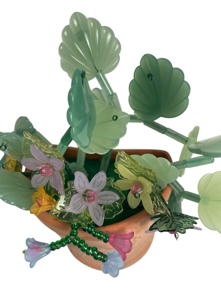 Adobe Wall Pocket Beaded Plants Flowers Assembled Made By Me