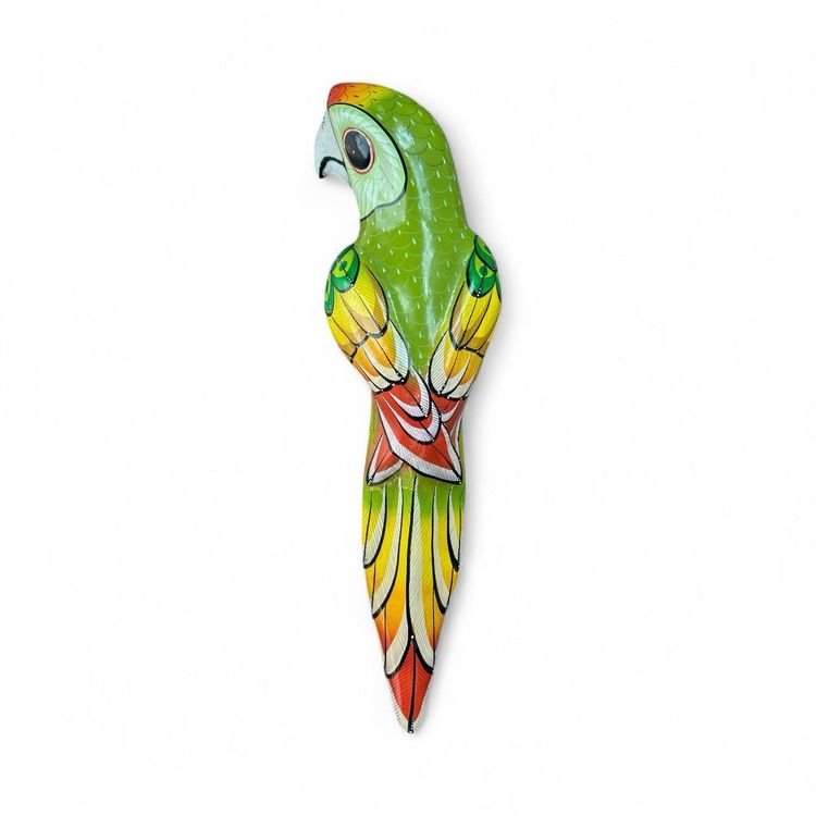Large Colorful Paper Mache Tropical Parrot Figurine