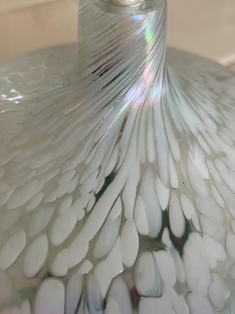 Vintage Irridescent Finish Art Glass Oil Lamp, 4" Tall