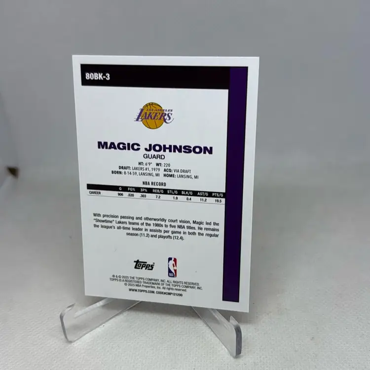 2025-26 Topps 45th Anniversary MAGIC JOHNSON #80bk-3 Los Angeles Lakers