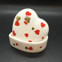 Vintage Lefton China Heart Shaped Trinket Box Valentine Gift