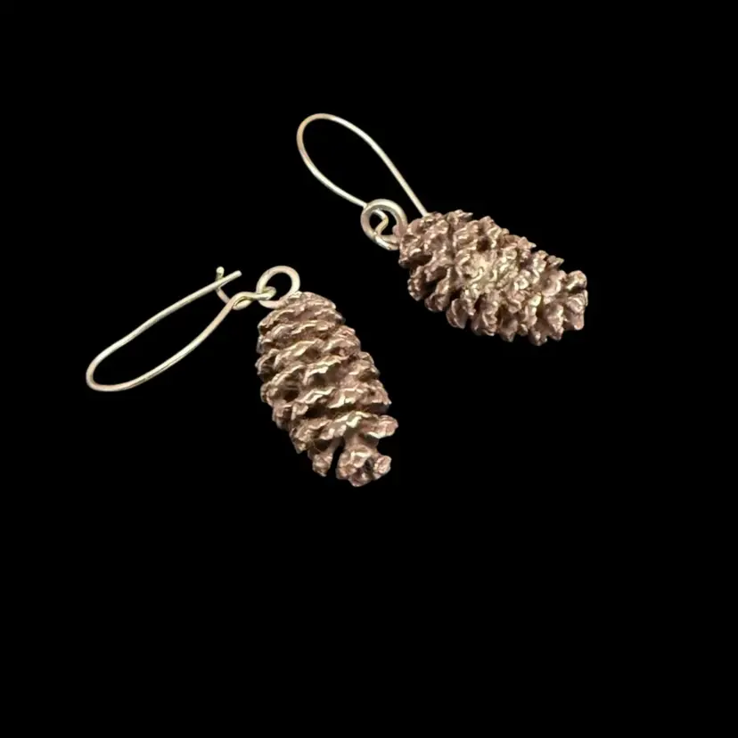 Sterling Silver Pinecone Dangle Earrings