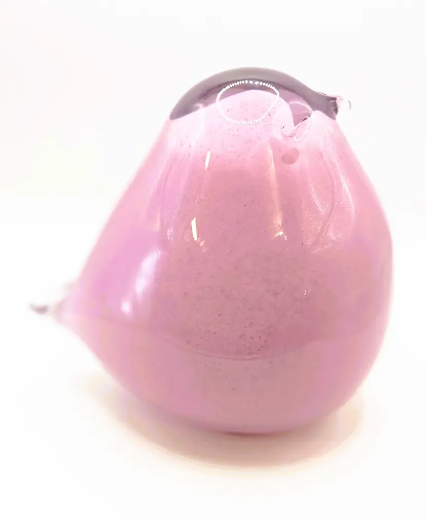 Large Vintage Art Glass Pink Bird, 5.5" tall, 6.5" long, 4.5" wide