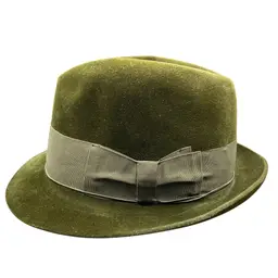 Borsalino Alessandria Italy Olive Green Velour Felt Fedora With Box Sz 7.25