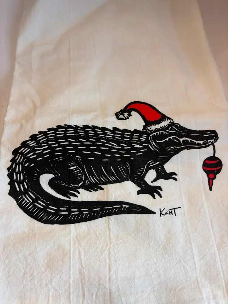 Holiday Alligator Tea Towel