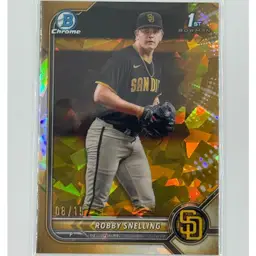 Robby Snelling 2023 Bowman Chrome Draft Sapphire Gold Refractor /15 San Diego Padres