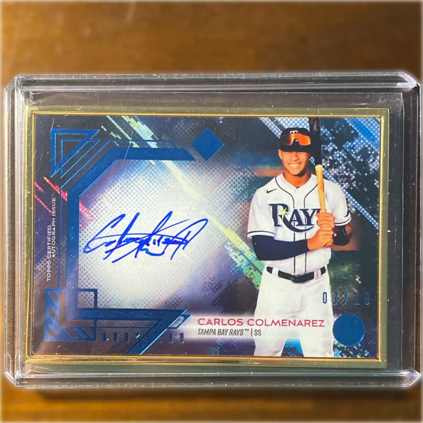 2021 Bowman Transcendent Carlos Colmenarez Blue Auto 7/10 Tampa Bay Rays