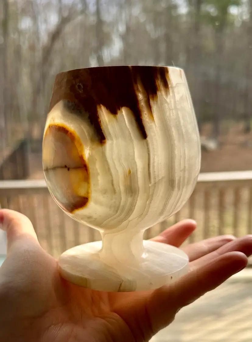 Vintage Hand- Carved Onyx Goblet