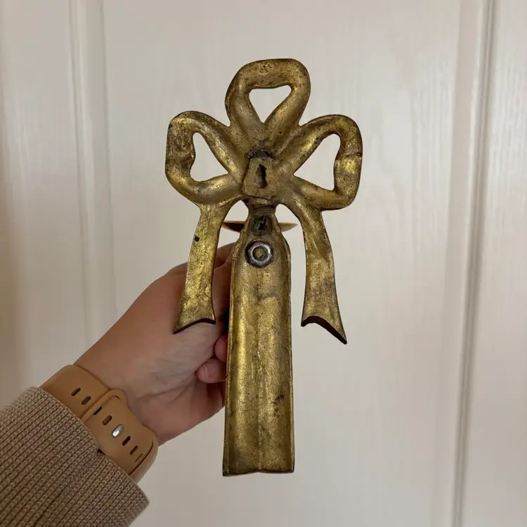 Vintage Solid Brass Bow & Tassels Taper Candle Sconce