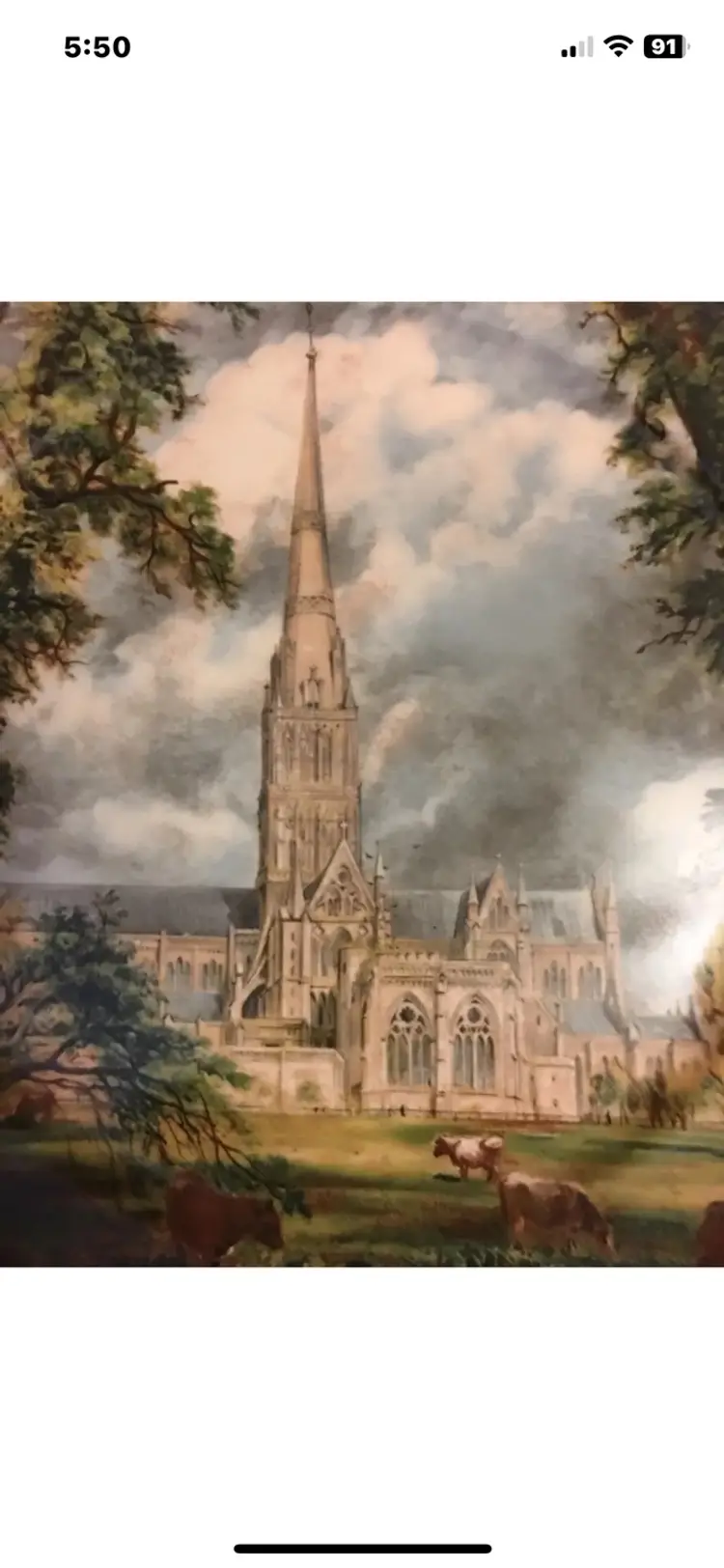 Cathedral Church by John Constable Porcelain Gold Trim Plate Made in Ireland #118