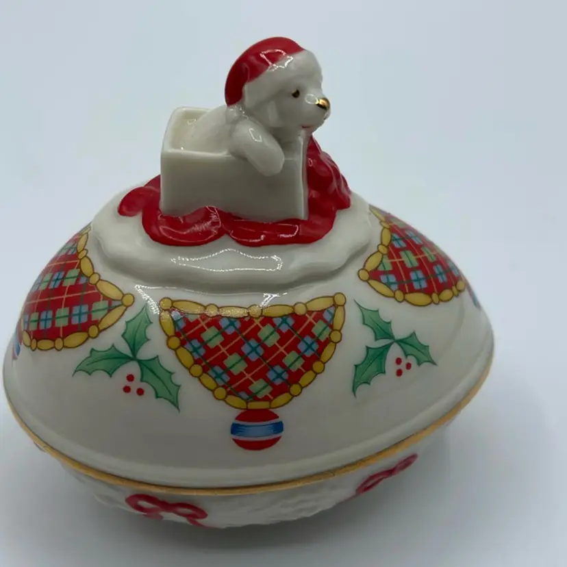 Lenox The Christmas Surprise Collector Egg~1994 Puppy Trinket Box