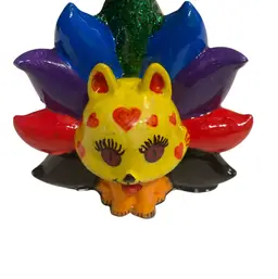 Multicolored Handmade Kitsune Nine Tail Fox Figurine