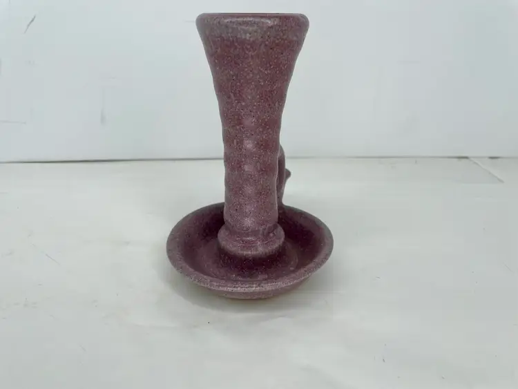 Purple Kentucky Earthworks Pottery Chamber Candlestick Holder Signed Leahy
