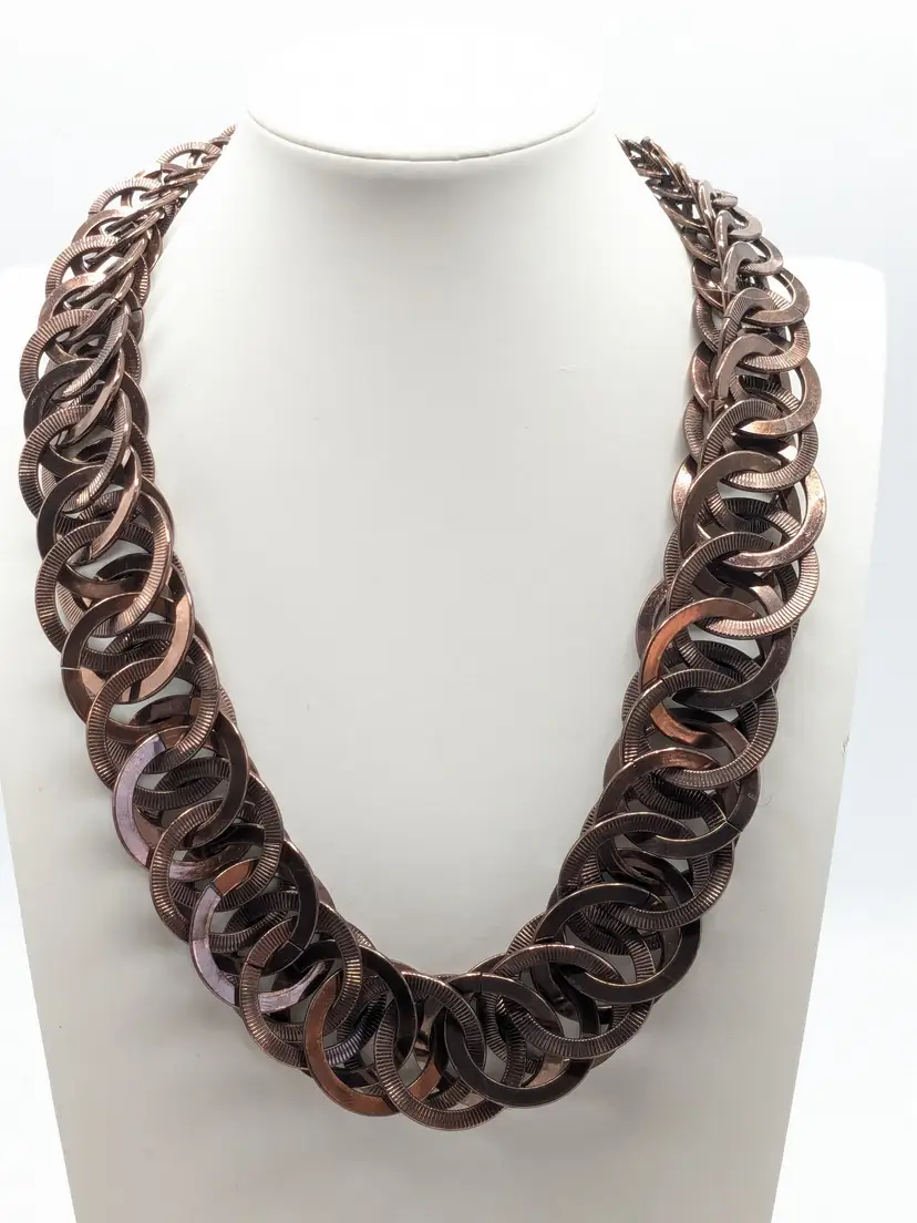 Bill Blass Copper Tone Layered Link Statement Necklace