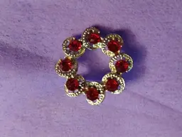 Vintage Circular Brooch, with Red
