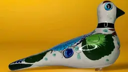 Tonala Pottery Dove Mexican Folk Art Hand Painted Bird Mexico Signed 73 VTG 8"