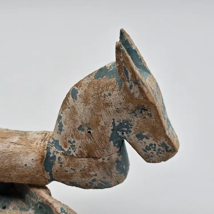 Handcrafted Wooden Horse on Wheels Figurine Spice Box - Vintage Rustic Style