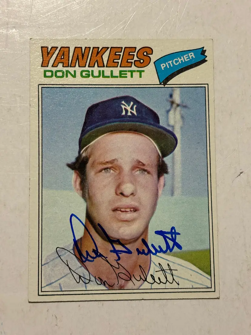 1977 Topps #15 Don Gullett Yankees Baseball Card Signed