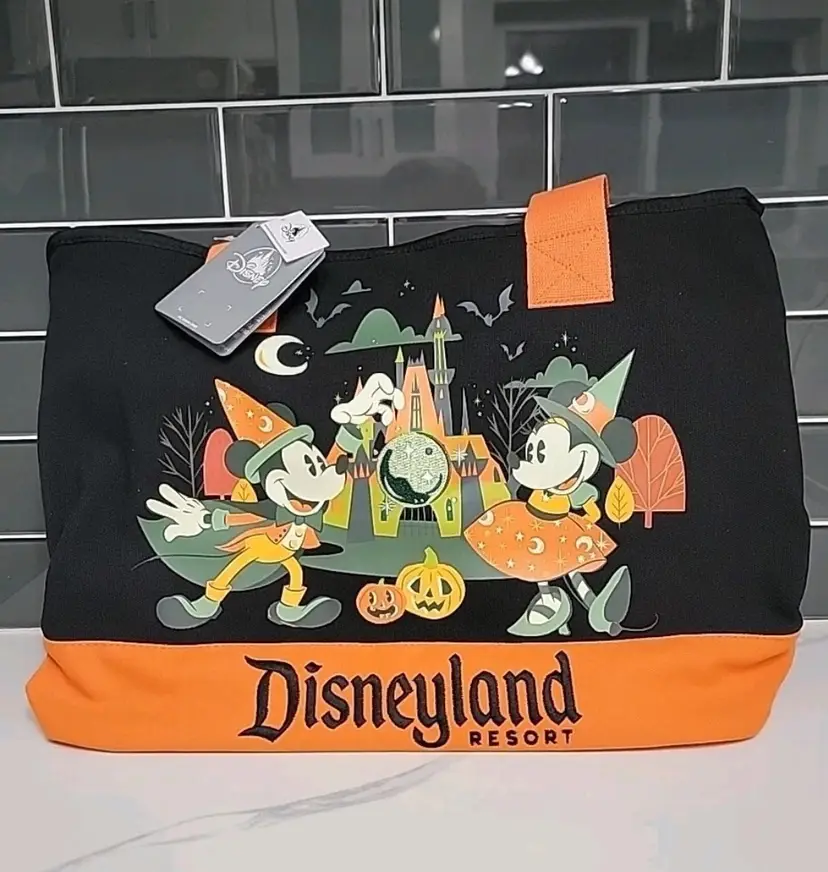 "Disneyland Resort" 2025 Halloween Mickey Minnie Disney Black Tote Bag NWT