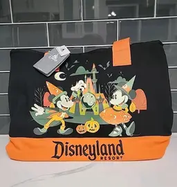"Disneyland Resort" 2025 Halloween Mickey Minnie Disney Black Tote Bag NWT