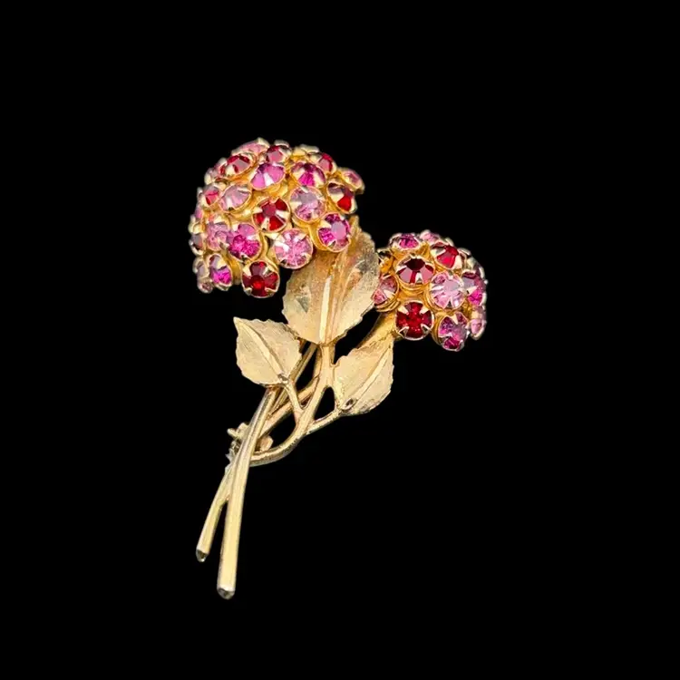 Vintage Gemstone Flower Brooch