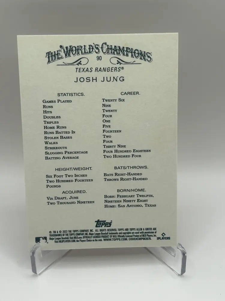 Josh Jung 2023 Topps Allen & Ginter 
