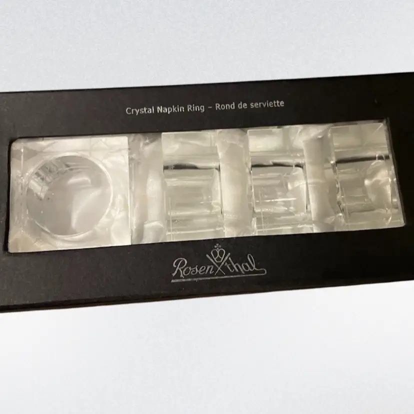 #02 Rosenthal Crystal Napkin Rings (4) 2x2"square Vintage Before 2000