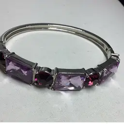 Purple Bracelet With Stones Silvertone