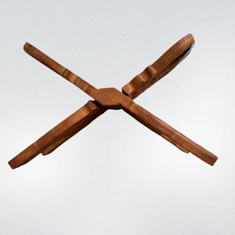 Vintage Hand Carved Wood Folding Cookbook Holder Bible Book Display Stand