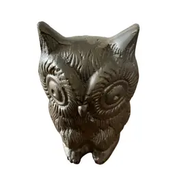 Etched Brass Owl Vintage MCM Design Paperweight w/Felt Bottom 4” x 2.75”