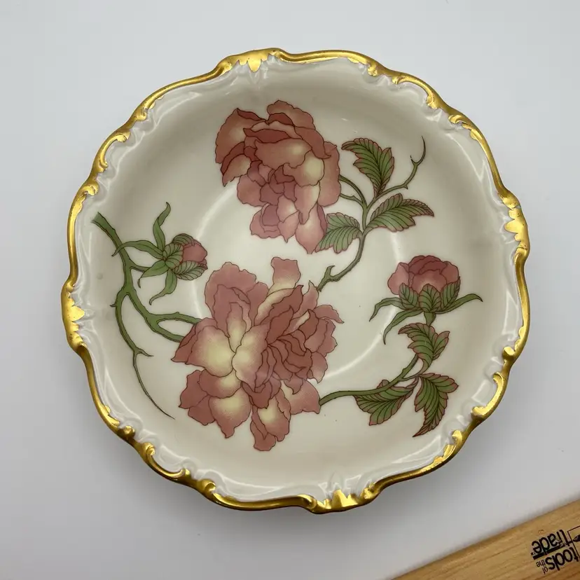 Vintage Rigoletto (Pompadour, Gold, Pink Flowers, Green Leaves) by ROSENTHAL - CONTINENTAL Made in Germany