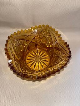 Vintage L. E. Smith Amber Glass Bowl