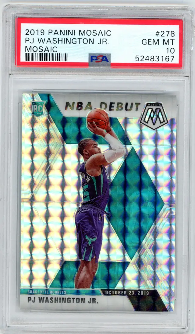 2019 Panini Mosaic PJ WASHINGTON JR. #278 RC Rookie Mosaic Prizm PSA 10 GEM MT
