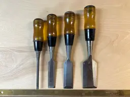 Early Stanley No. 60 Chisel Set, Embossed Sockets, Lot of 4