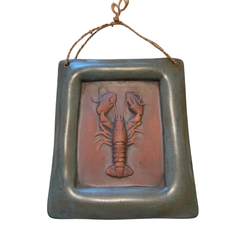 Vintage 1960s Retro Ceramic Wall Art Kitchen Themed Lobster