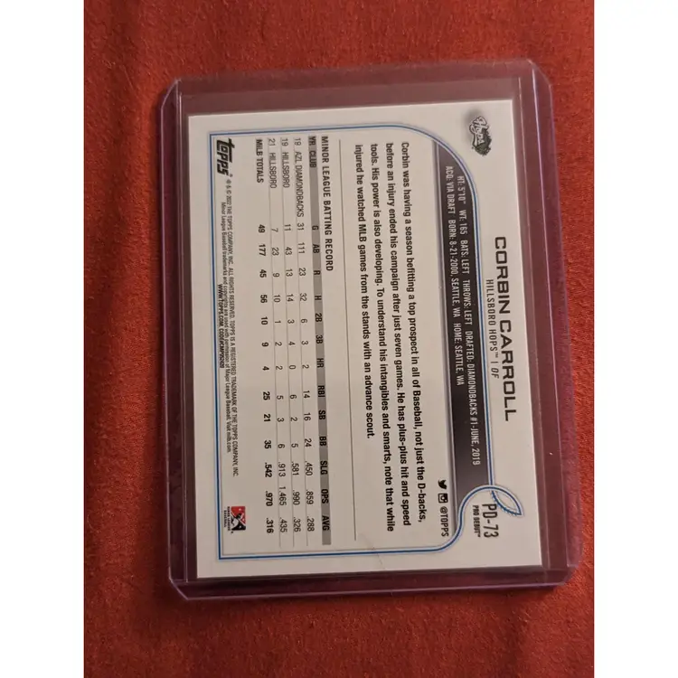 Corbin Carroll 2022 Topps Pro Debut PD-73 Hillsboro Hops
